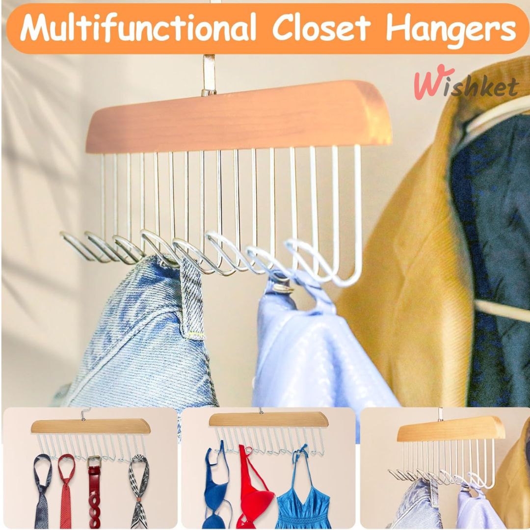 Multi-Hook Wooden Hanger (Buy 1 Get 1 Free)